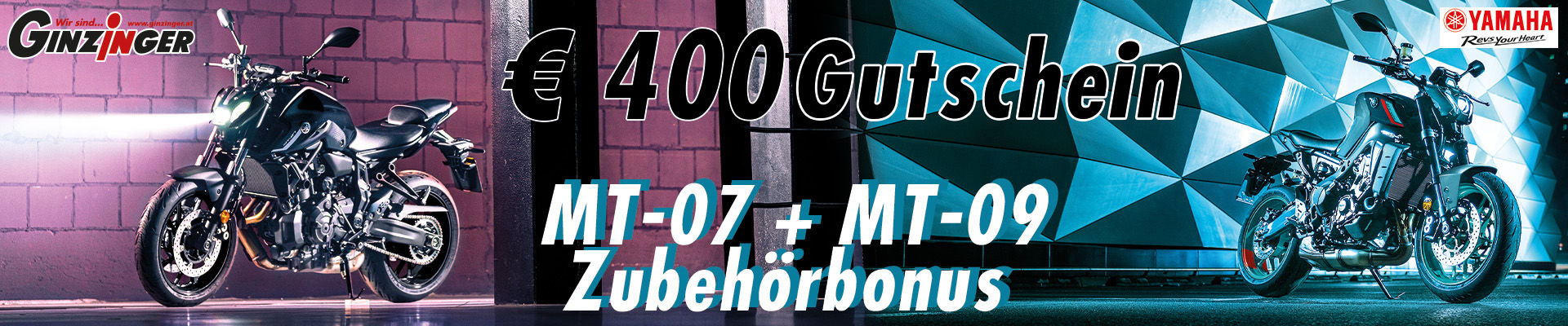 Yamaha MT-07 und MT-09 Zubehörgutschein