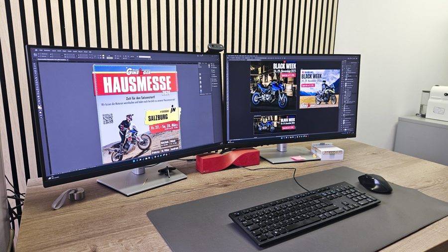 Plakat-Layout für die Hausmesse am Bildschirm
