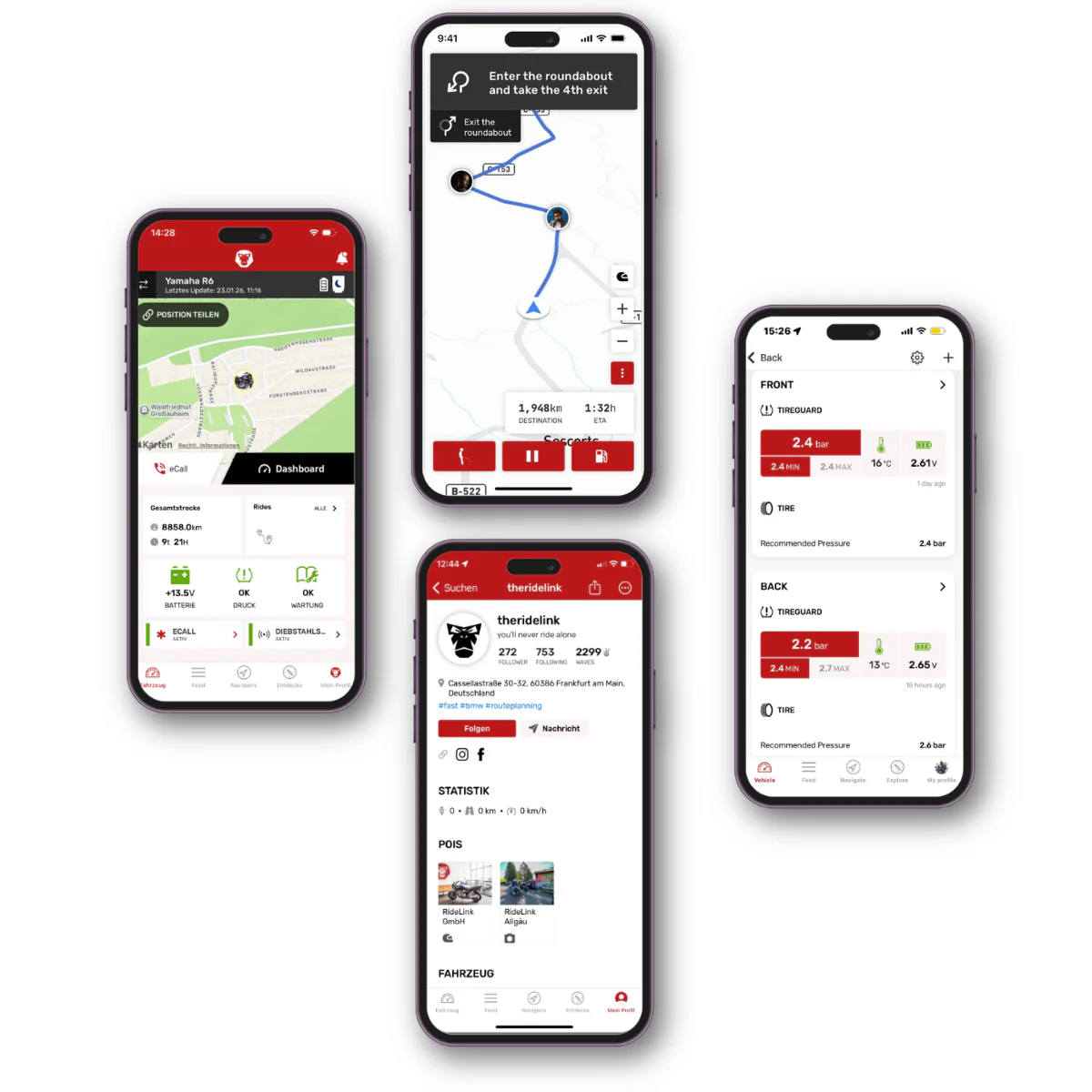 RideLink App Screen Karte